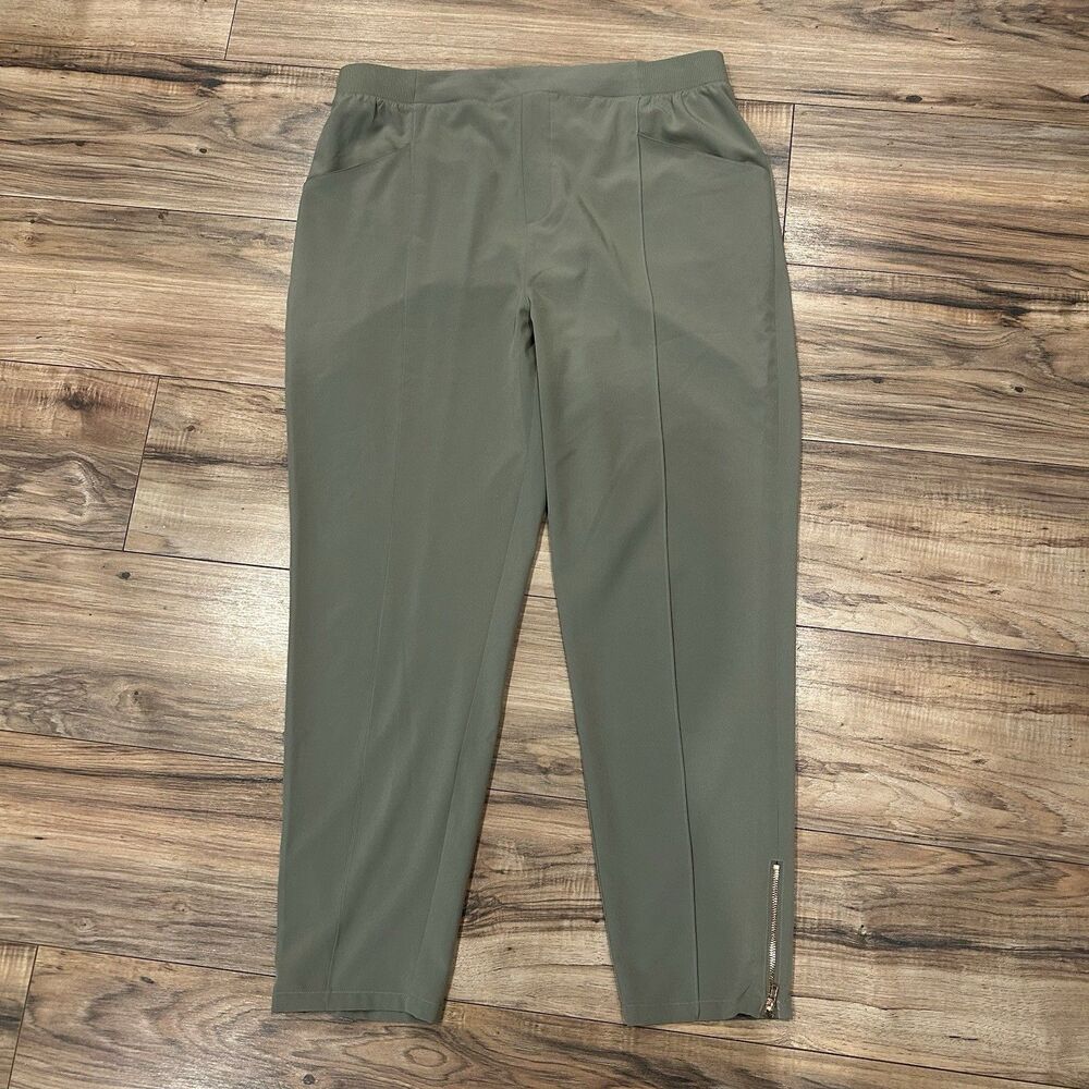 NWT Soft Surroundings Go Lively Straight Leg Zipper Ankle Pants Size Large Beige